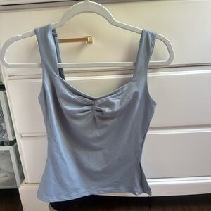Amazon Silver Ruched Fitted Tank Top